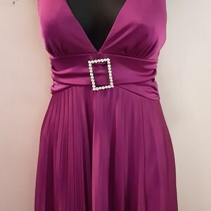 Speechless Fuchsia Backless Dress with Rhinestone Buckle